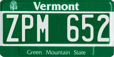 VT license plate ZPM652