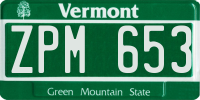 VT license plate ZPM653