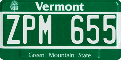 VT license plate ZPM655