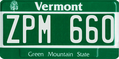 VT license plate ZPM660