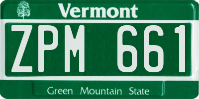 VT license plate ZPM661