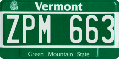 VT license plate ZPM663