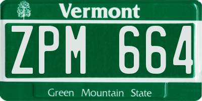 VT license plate ZPM664