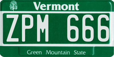 VT license plate ZPM666