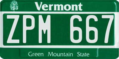 VT license plate ZPM667