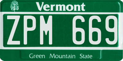 VT license plate ZPM669
