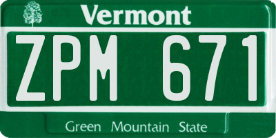 VT license plate ZPM671
