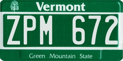 VT license plate ZPM672