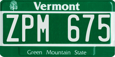 VT license plate ZPM675