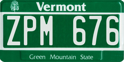 VT license plate ZPM676