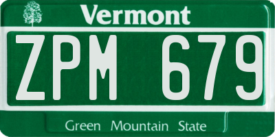VT license plate ZPM679