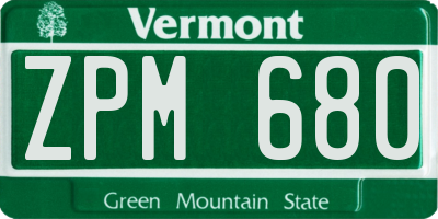 VT license plate ZPM680