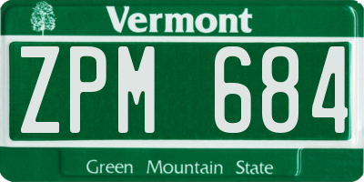 VT license plate ZPM684