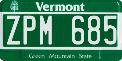 VT license plate ZPM685