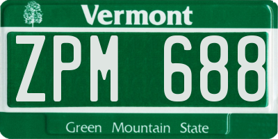VT license plate ZPM688