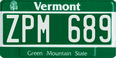 VT license plate ZPM689