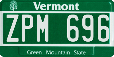 VT license plate ZPM696