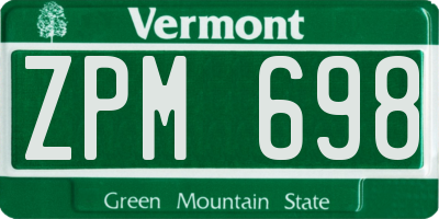 VT license plate ZPM698