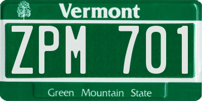 VT license plate ZPM701