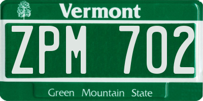 VT license plate ZPM702