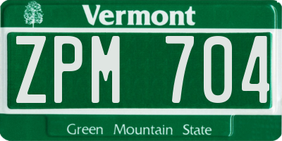 VT license plate ZPM704