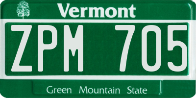 VT license plate ZPM705