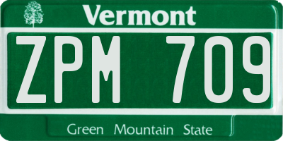 VT license plate ZPM709