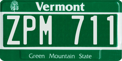 VT license plate ZPM711