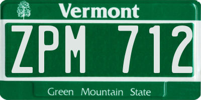 VT license plate ZPM712