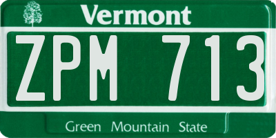 VT license plate ZPM713