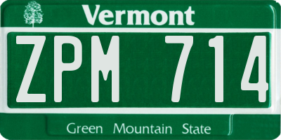VT license plate ZPM714