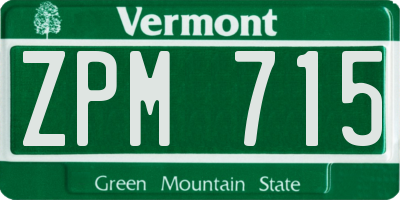 VT license plate ZPM715