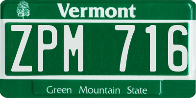 VT license plate ZPM716