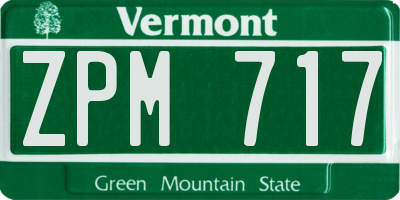 VT license plate ZPM717