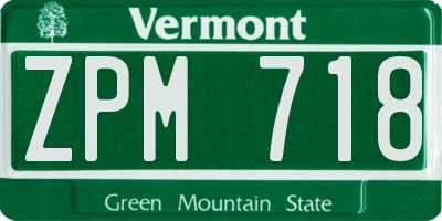 VT license plate ZPM718