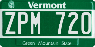 VT license plate ZPM720
