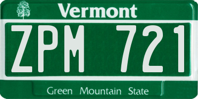 VT license plate ZPM721