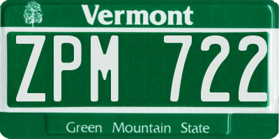 VT license plate ZPM722