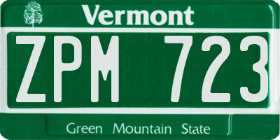 VT license plate ZPM723