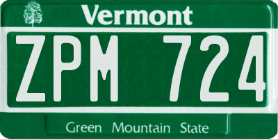 VT license plate ZPM724