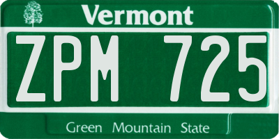 VT license plate ZPM725