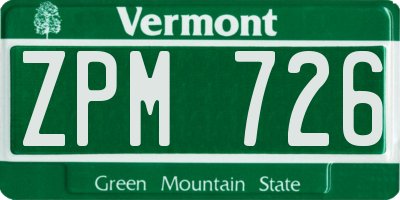 VT license plate ZPM726
