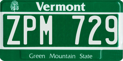 VT license plate ZPM729