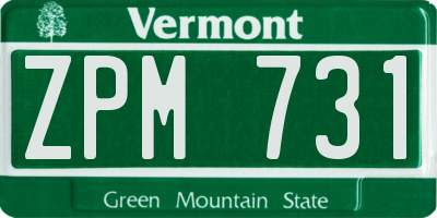 VT license plate ZPM731