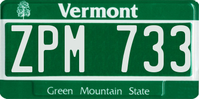 VT license plate ZPM733