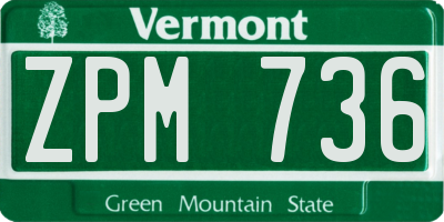 VT license plate ZPM736