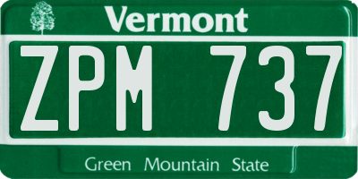 VT license plate ZPM737