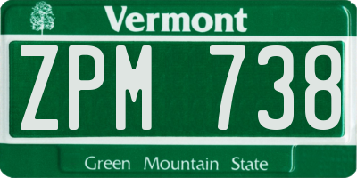 VT license plate ZPM738