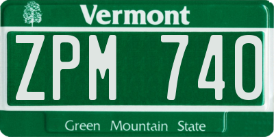 VT license plate ZPM740