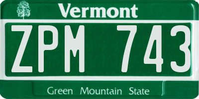 VT license plate ZPM743